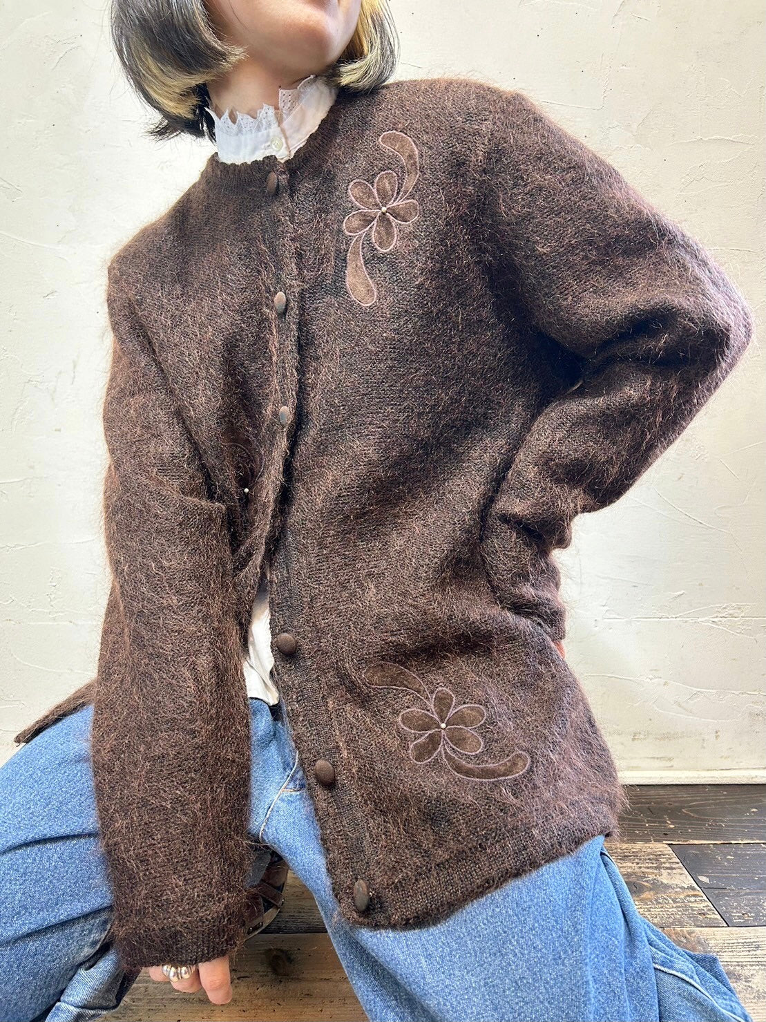 Vintage Mohair Knit Cardigan[L25682]