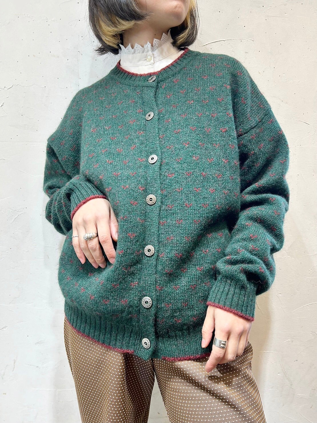 Vintage Hand Knit Cardigan 〜Wool Rich〜 [L25680]