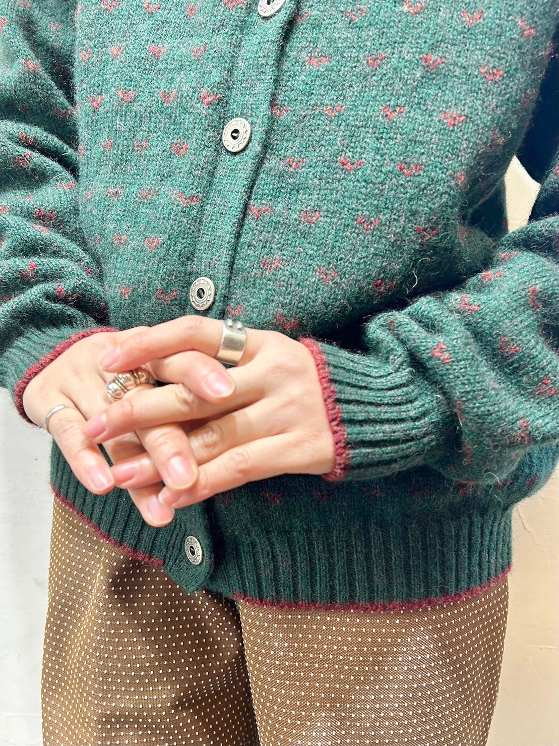 Vintage Hand Knit Cardigan 〜Wool Rich〜 [L25680]