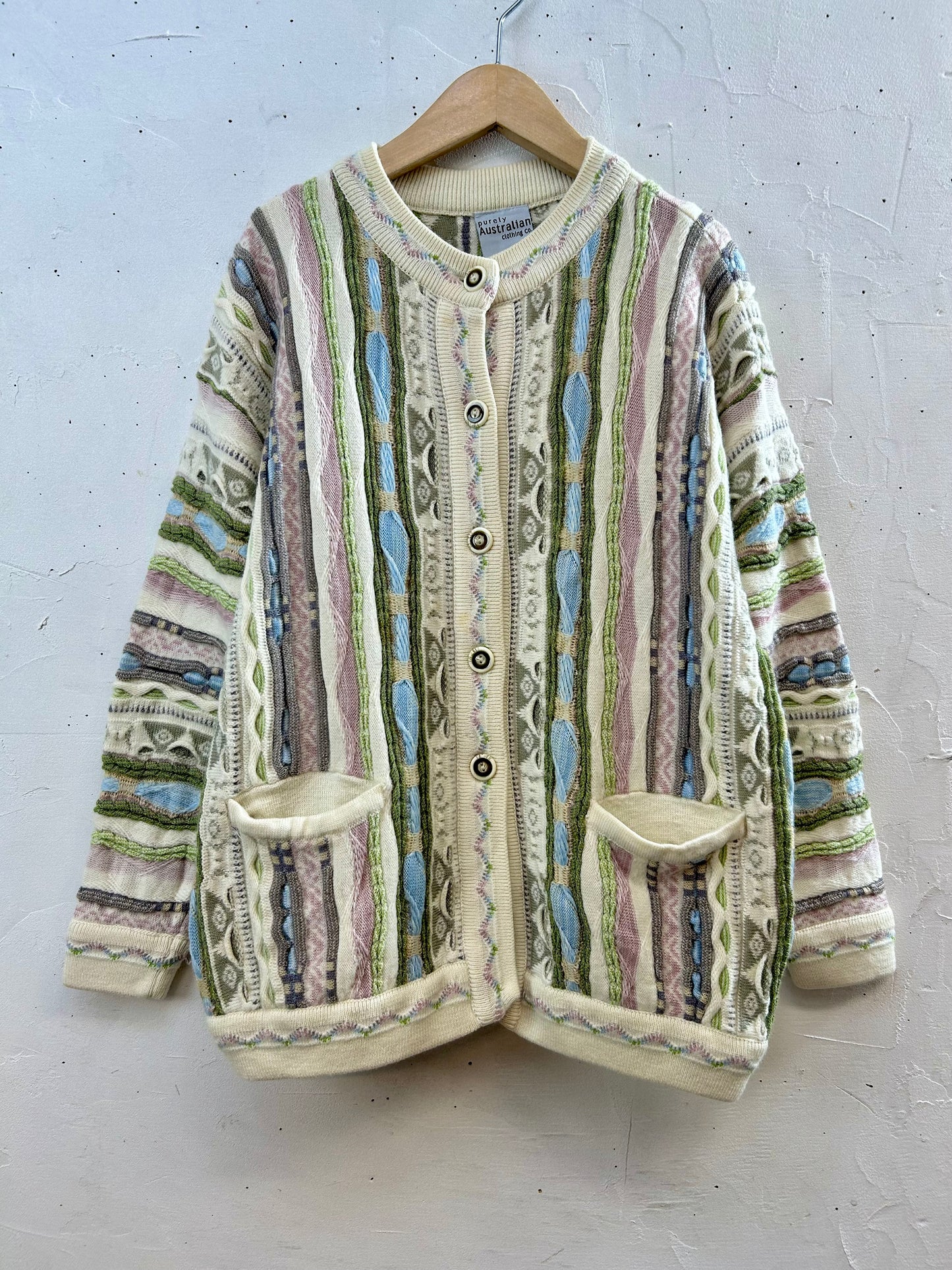 Vintage Crazy 3D Knit Cardigan AUSTRALIAN MADE [J28609]