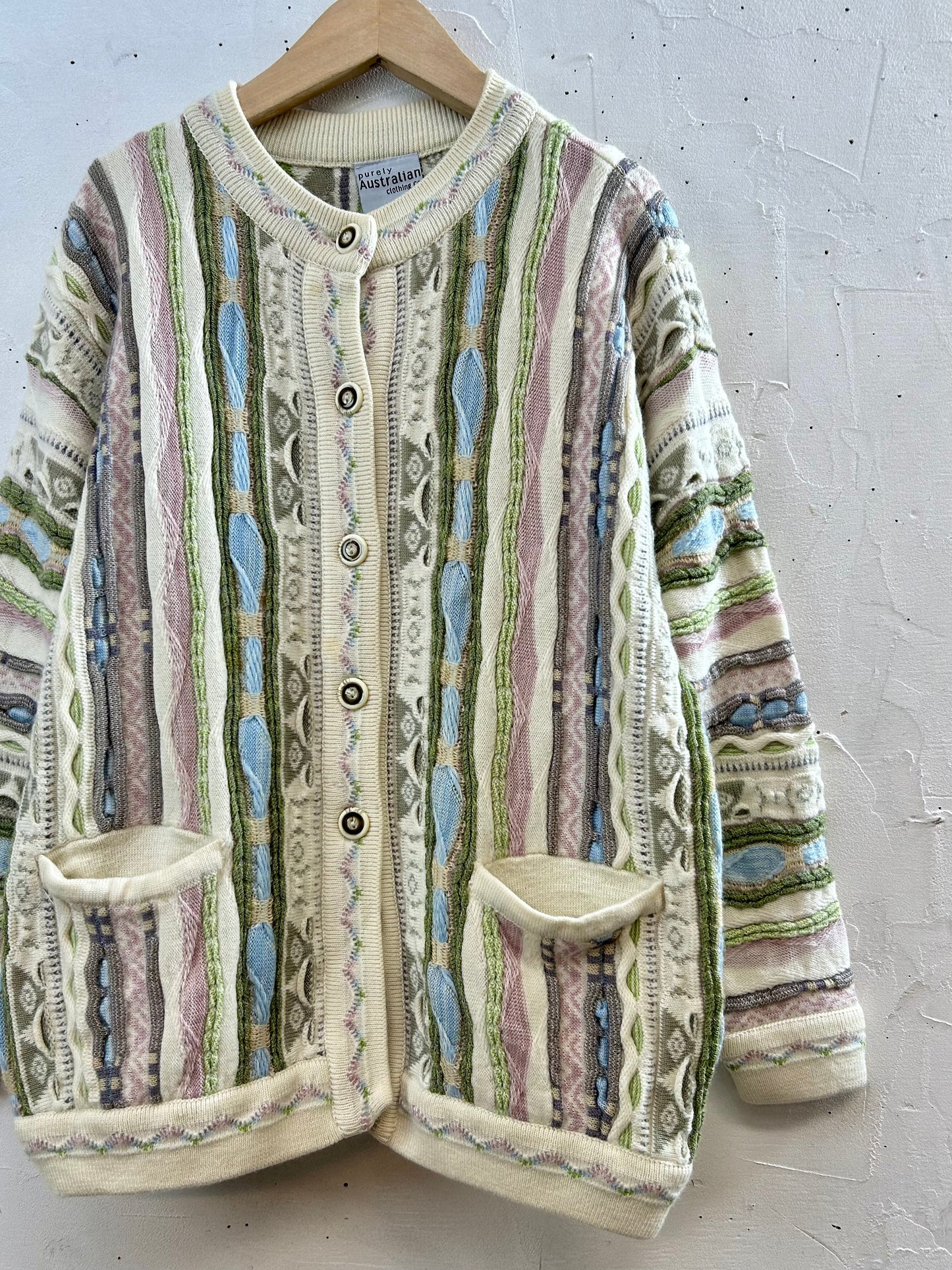 Vintage Crazy 3D Knit Cardigan AUSTRALIAN MADE [J28609]