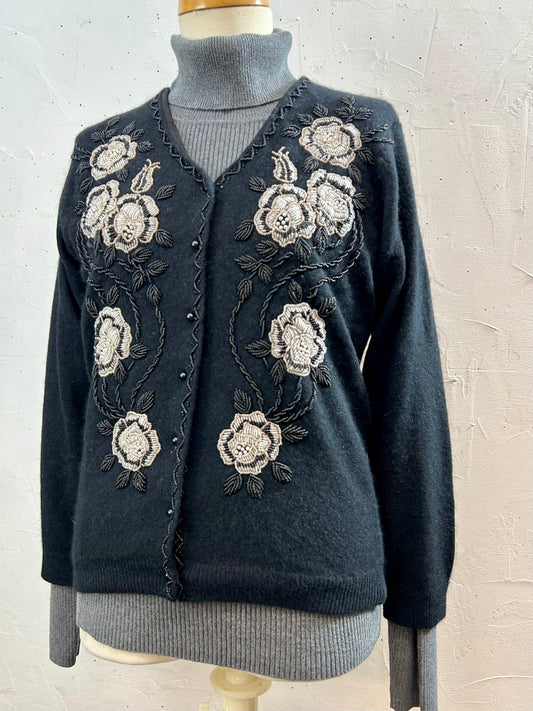 Vintage Beads Embroidered Knit Cardigan [L29057]