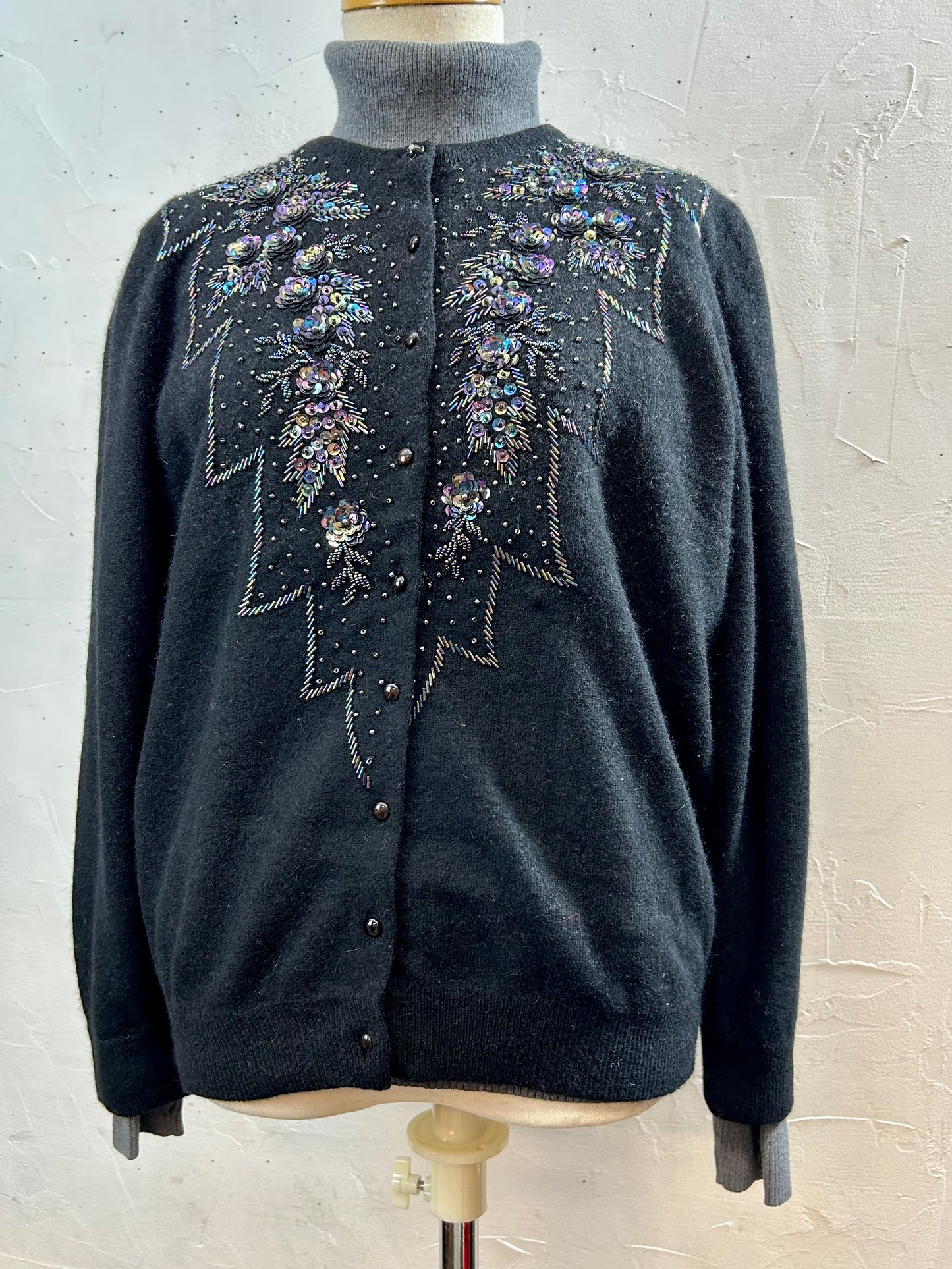 Vintage Beads Embroidered Knit Cardigan [L29056]