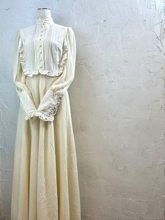 '70s Vintage White Dress MADE IN USA [C29714]