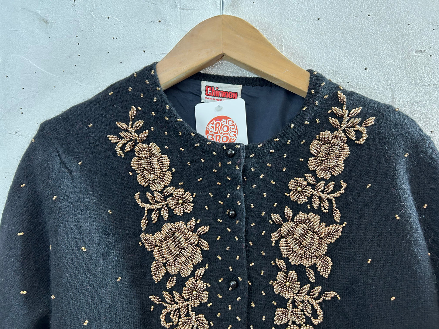 Vintage Beads Embroidered Knit Cardigan [L29061]