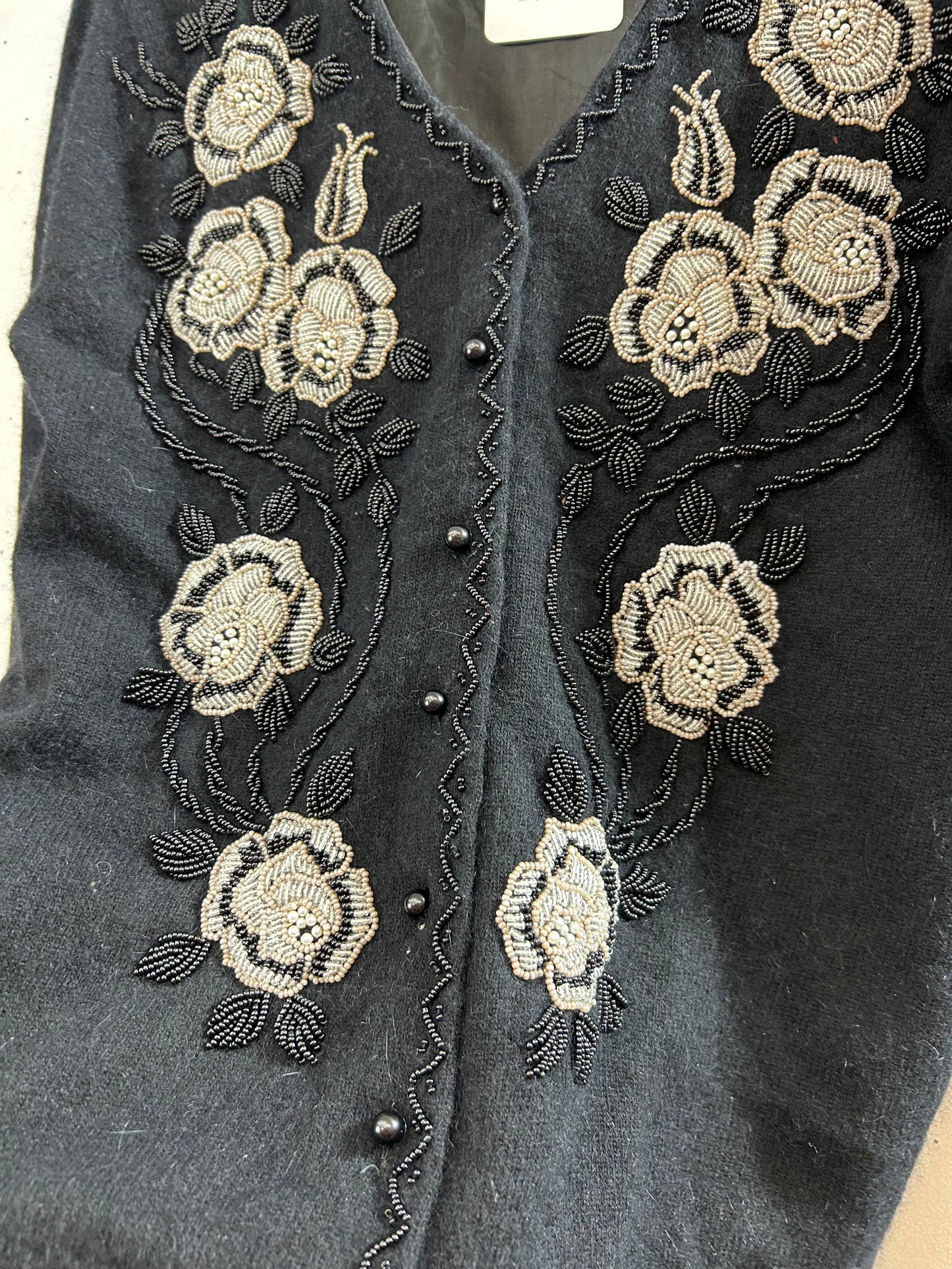 Vintage Beads Embroidered Knit Cardigan [L29057]