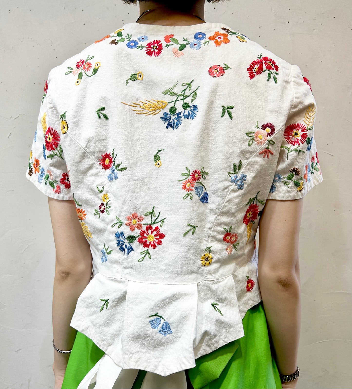 Vintage Flower Hand Stitch Blouse [H24825]