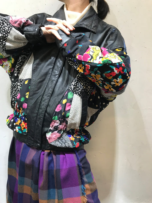 ’80s Vintage Leather Patchwork Jacket [A25981]