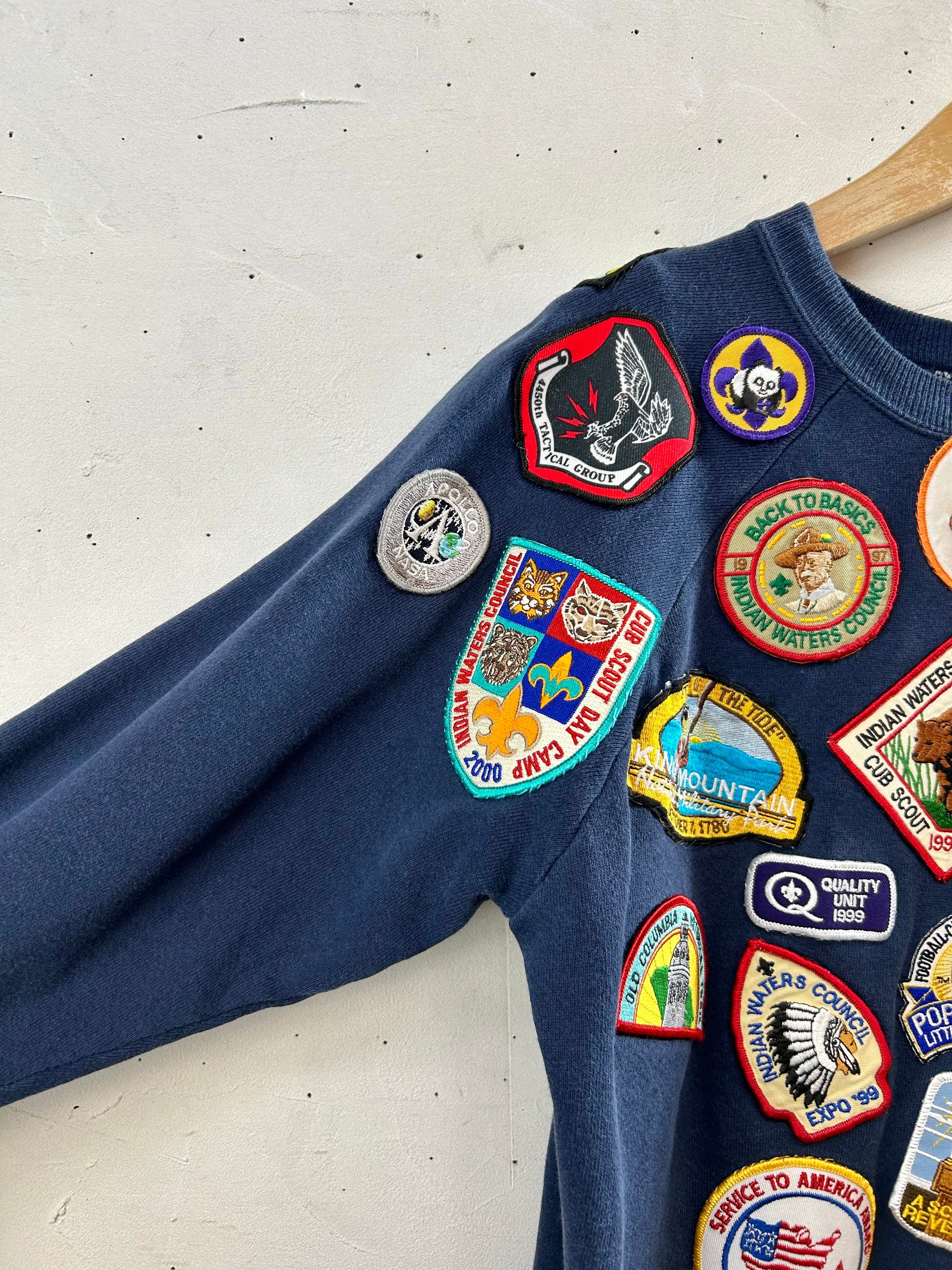 希少 60s vintage Boyscouts 染込 ワッペン 半袖スウェット VINTAGE 60's UNKNOWN ビンテージ スウェット 半袖 ラグラン 4本