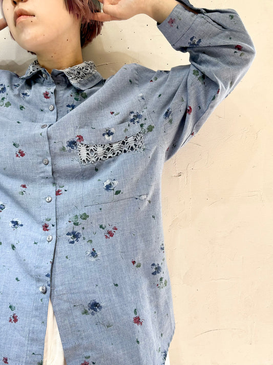 Vintage Flower Shirt MADE IN USA [C26679]