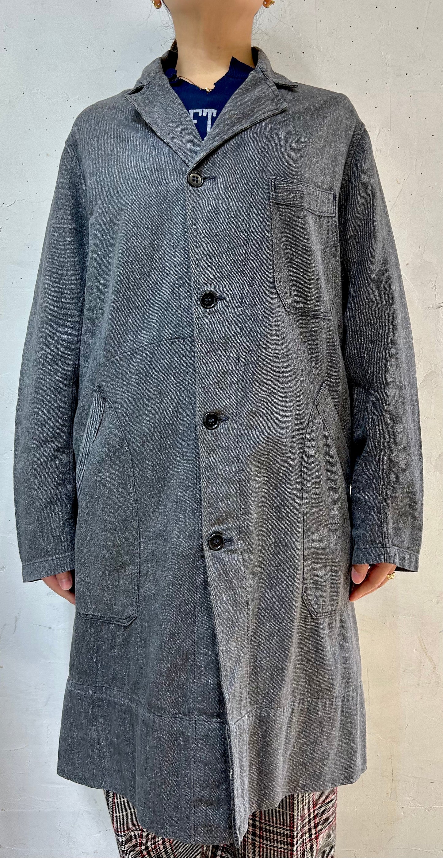 ’50s Vintage Black Chambray Atelier Coat 〜SOLIDA〜 [J25230]