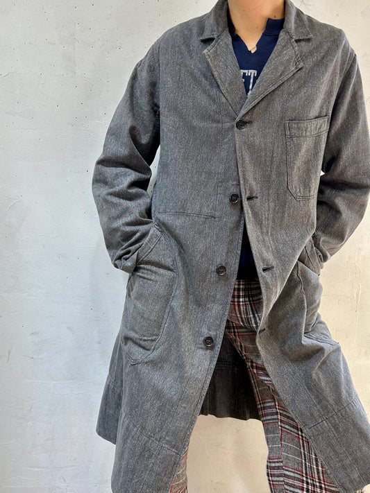 ’50s Vintage Black Chambray Atelier Coat 〜SOLIDA〜 [J25230]