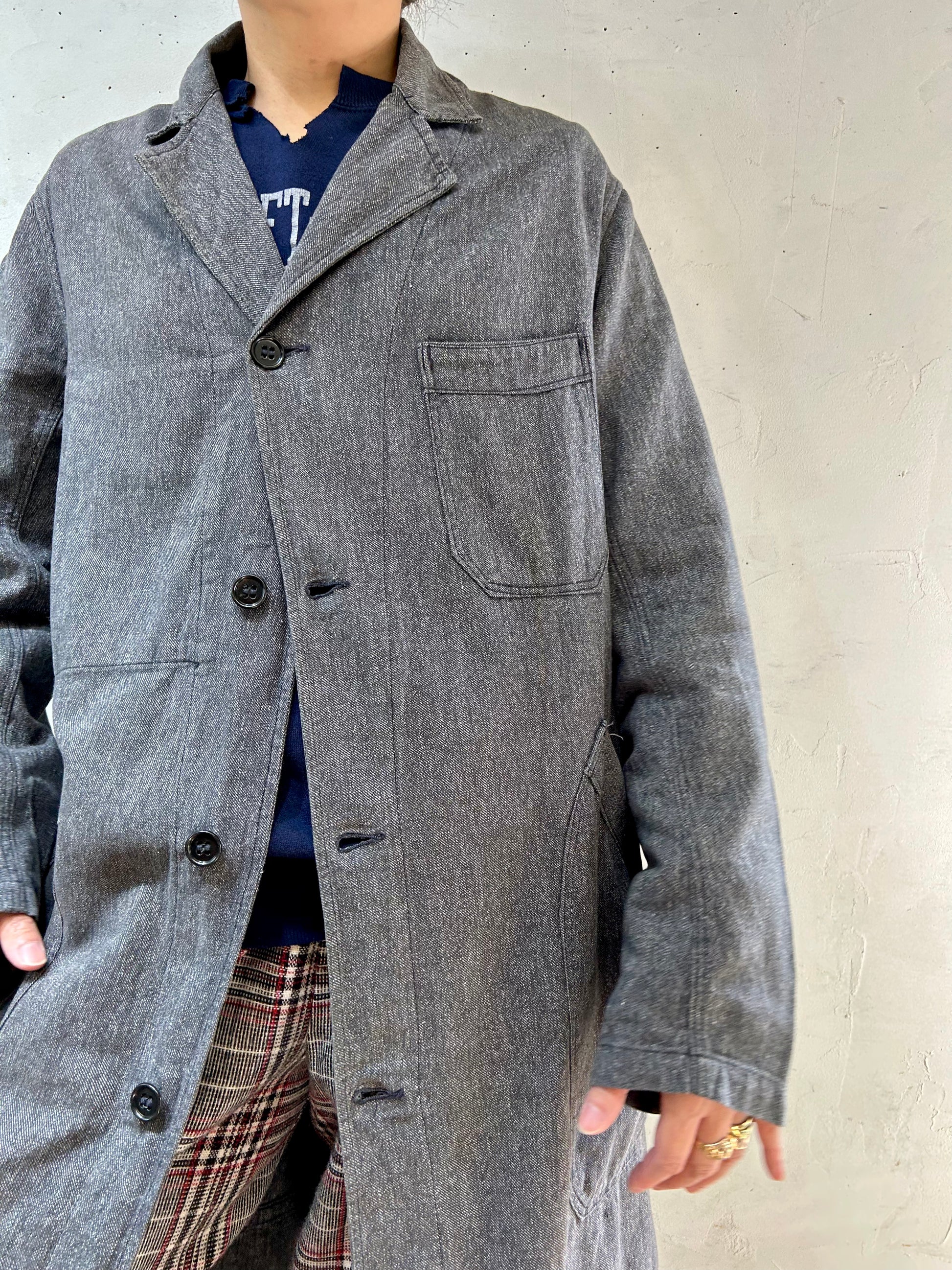 ’50s Vintage Black Chambray Atelier Coat 〜SOLIDA〜 [J25230]