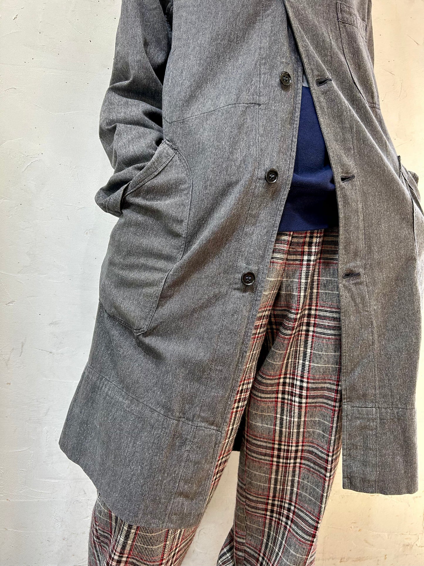 ’50s Vintage Black Chambray Atelier Coat 〜SOLIDA〜 [J25230]