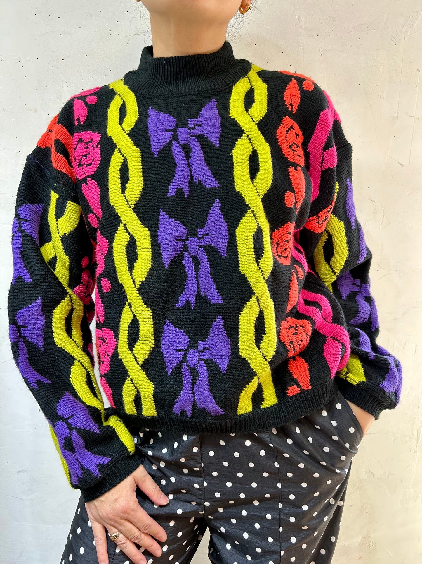 ’80s Vintage Fancy Knit Sweater [J25228]