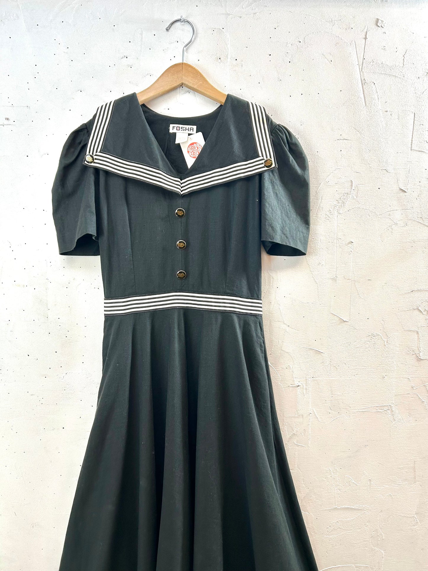 Vintage Sailor Collar Dress MADE IN USA [B29500]