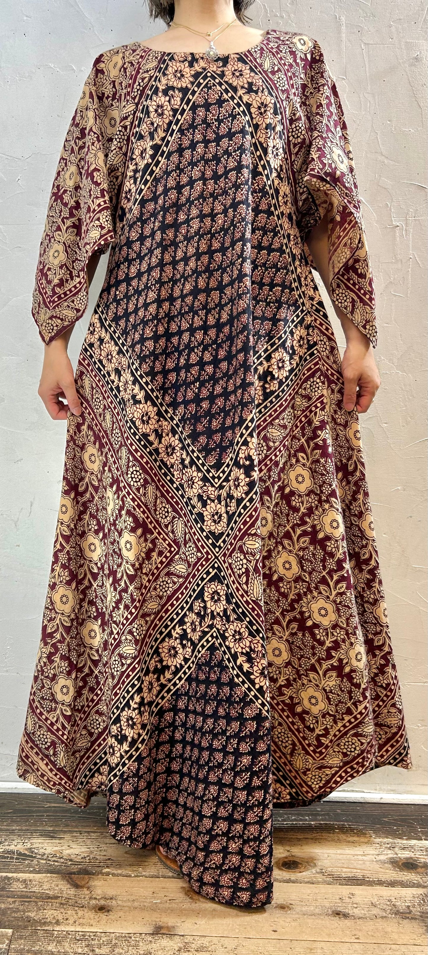 ’70s Vintage Block Print Dress [F27721]