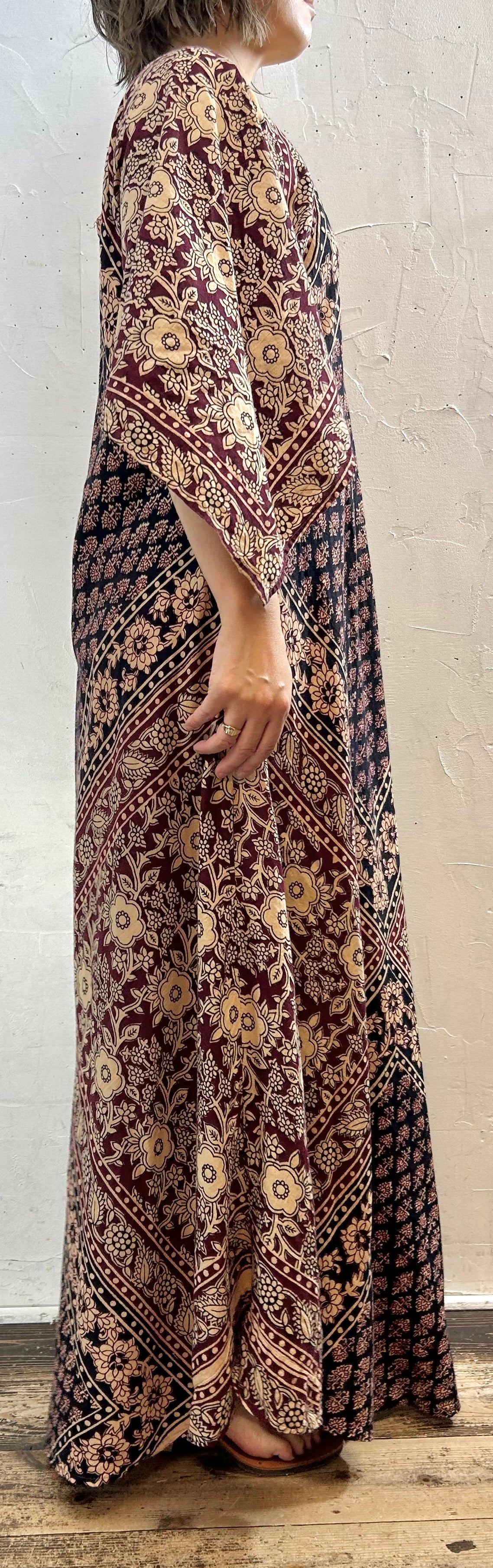 ’70s Vintage Block Print Dress [F27721]