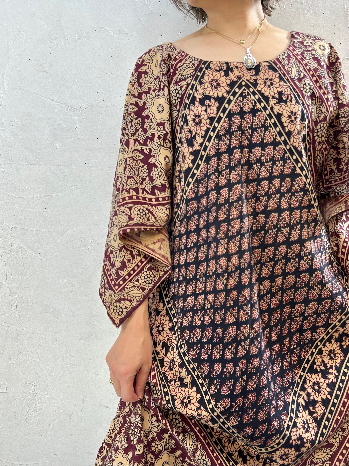 ’70s Vintage Block Print Dress [F27721]