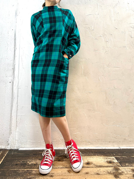 Vintage Plaid Dress [J28628]