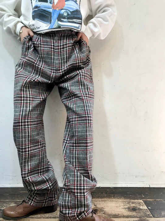 Vintage Plaid Pants MADE IN USA [I21530]