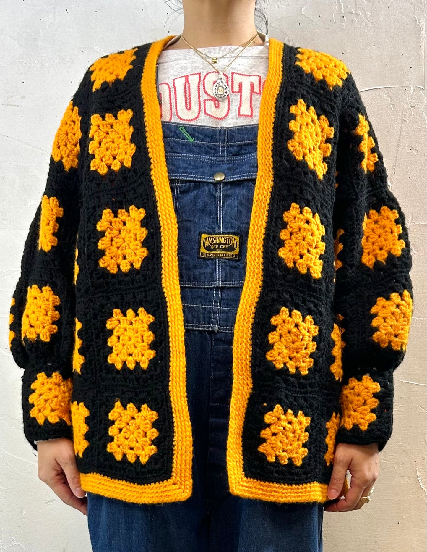 Vintage Granny Square Knit cardigan [J28626]