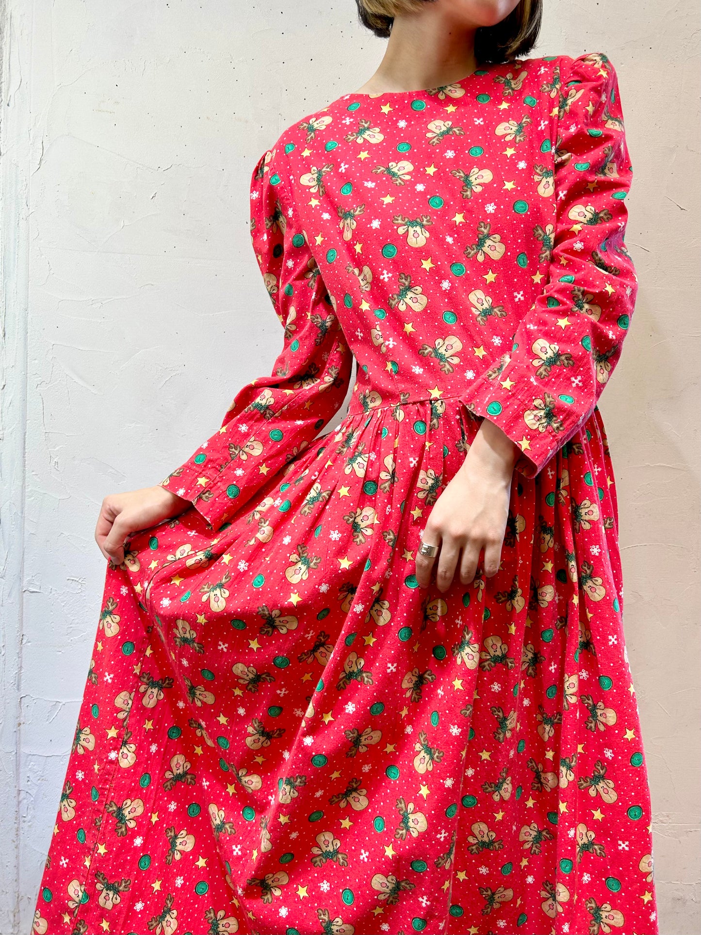 ’70s Vintage Handmade Christmas Dress [K25543]