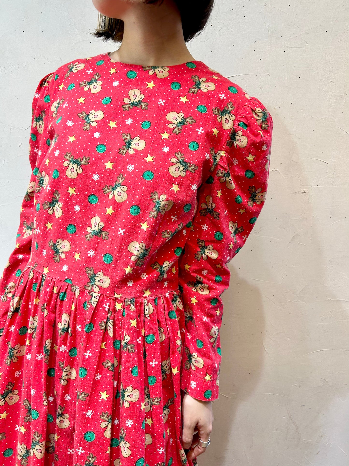 ’70s Vintage Handmade Christmas Dress [K25543]