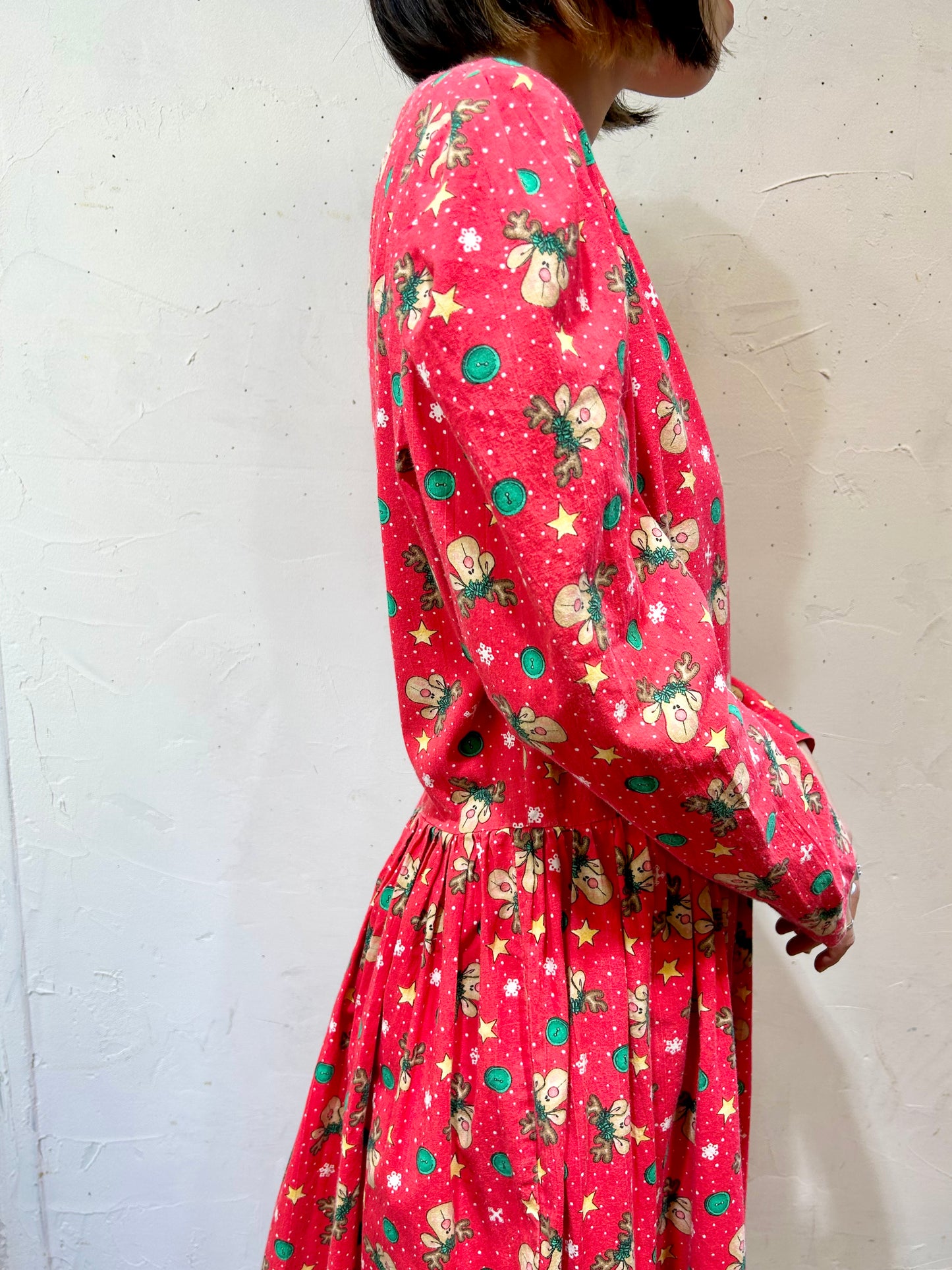 ’70s Vintage Handmade Christmas Dress [K25543]