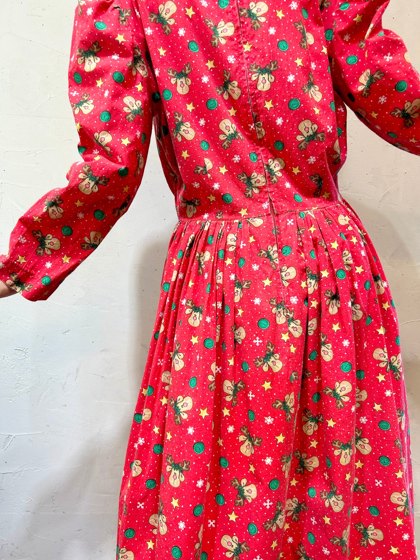 ’70s Vintage Handmade Christmas Dress [K25543]