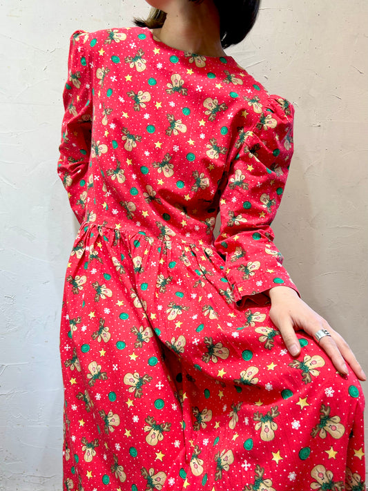 ’70s Vintage Handmade Christmas Dress [K25543]