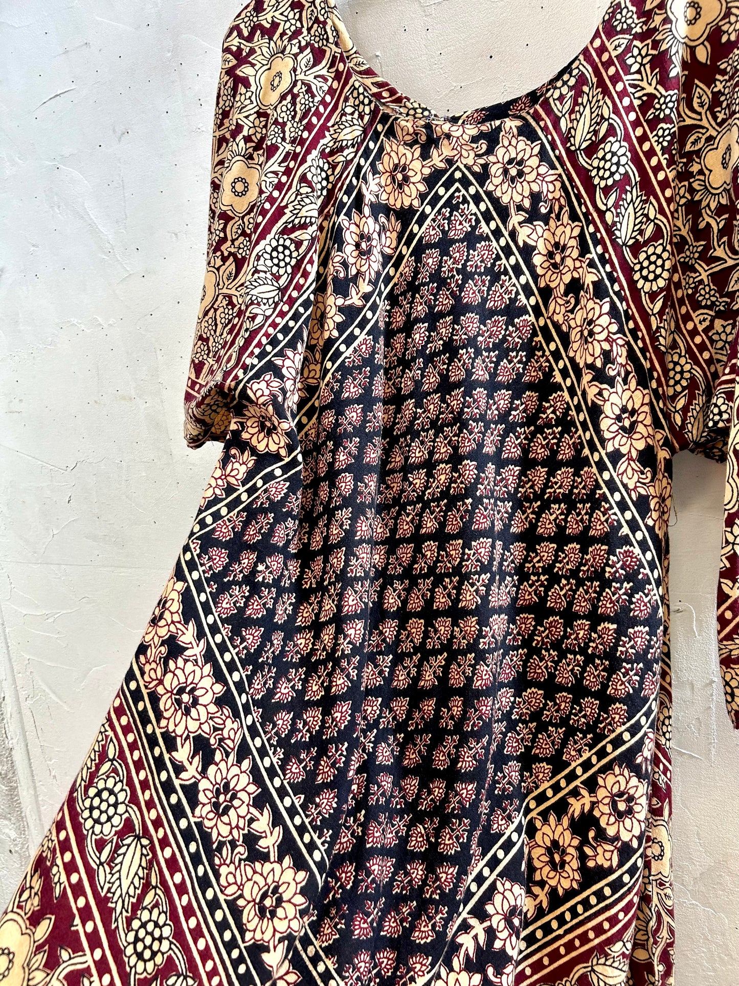 ’70s Vintage Block Print Dress [F27721]