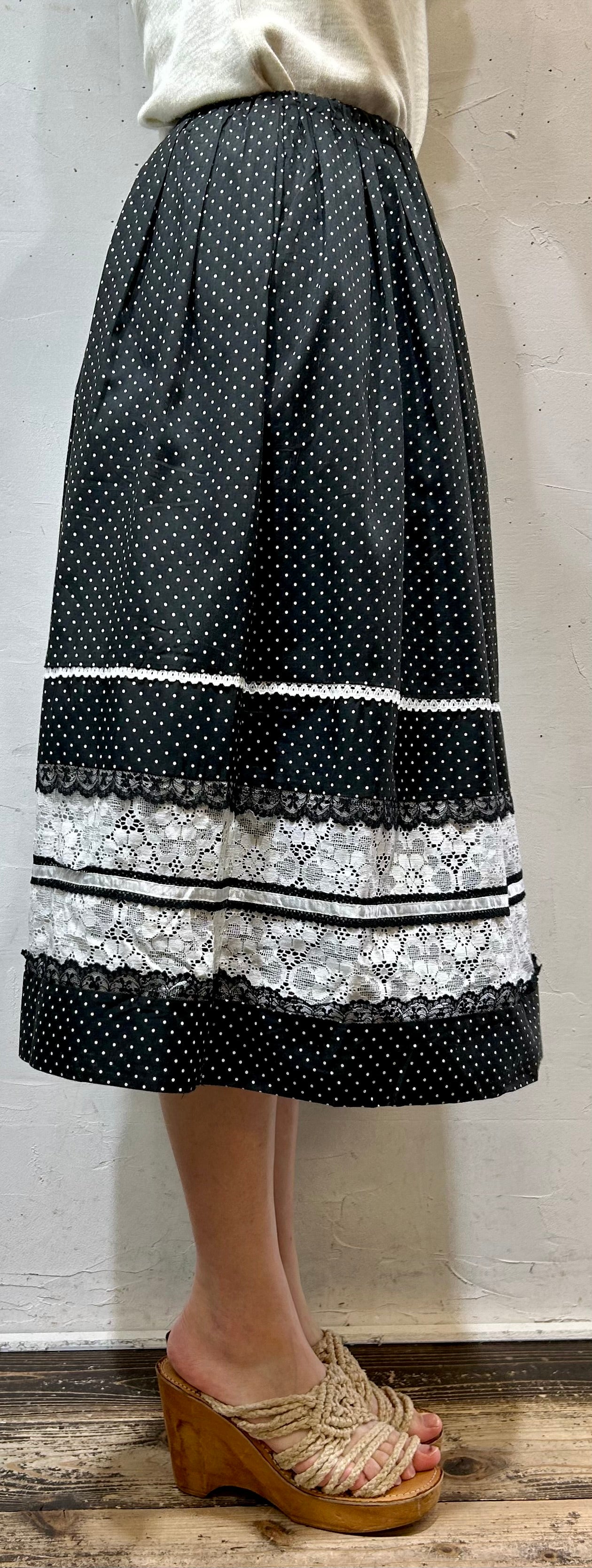 ’70s Vintage Dot Skirt MADE IN USA [D26685]