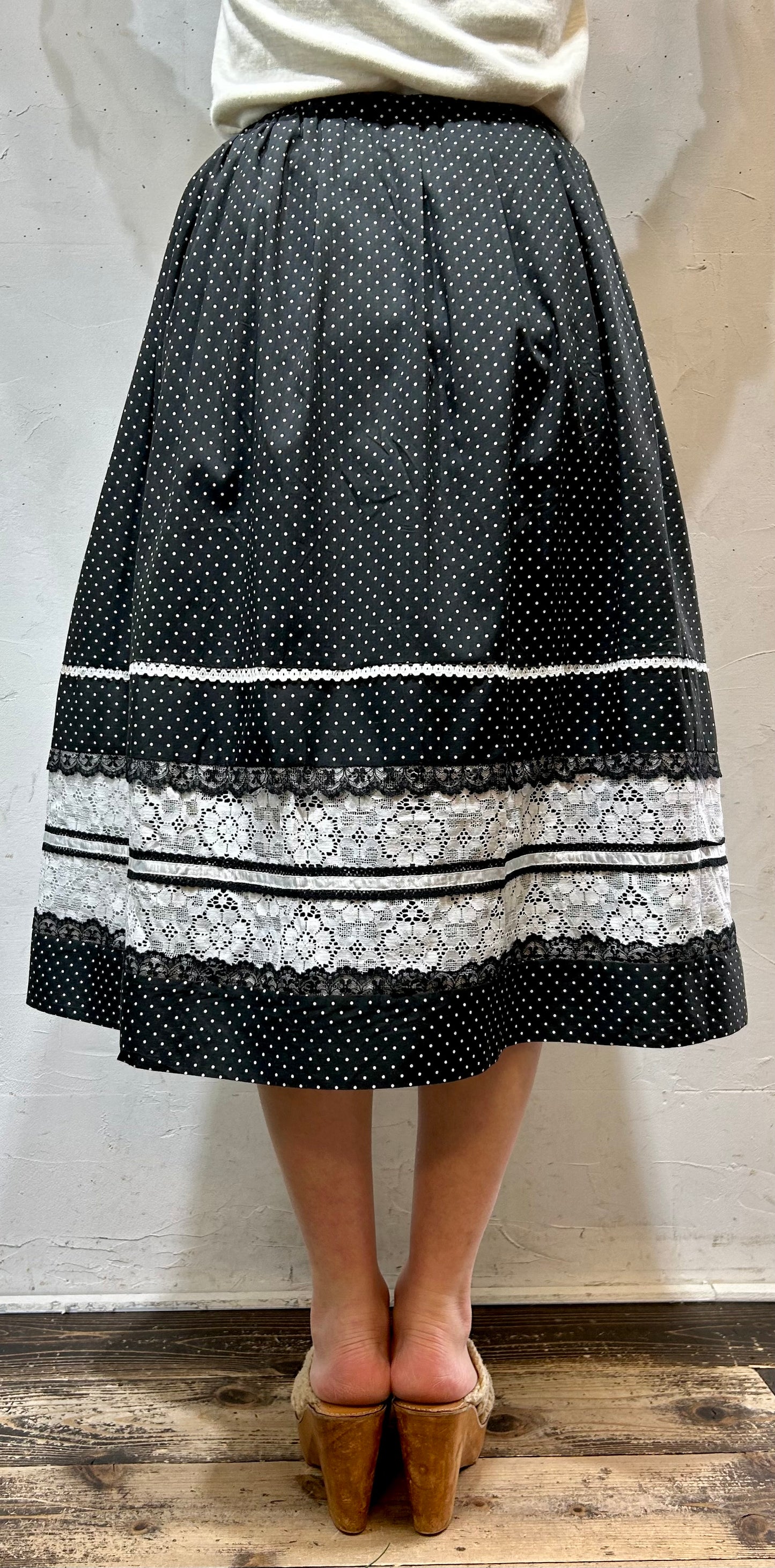 ’70s Vintage Dot Skirt MADE IN USA [D26685]