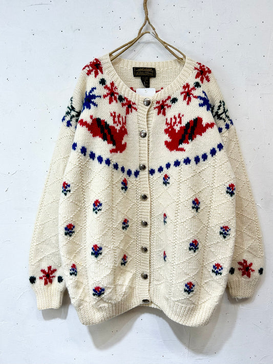 Vintage Wool Hand Knit Cardigan 〜Eddie Bauer〜 [K25541]