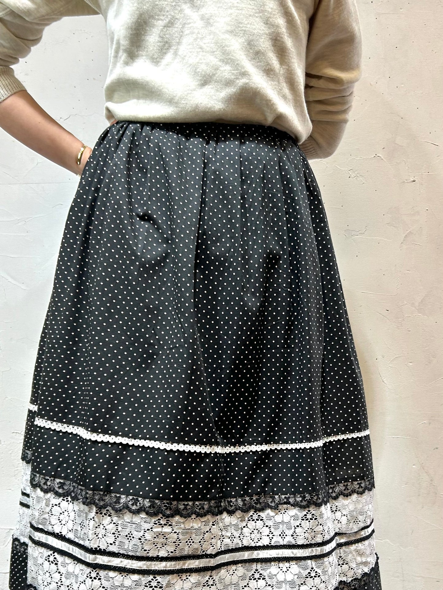 ’70s Vintage Dot Skirt MADE IN USA [D26685]