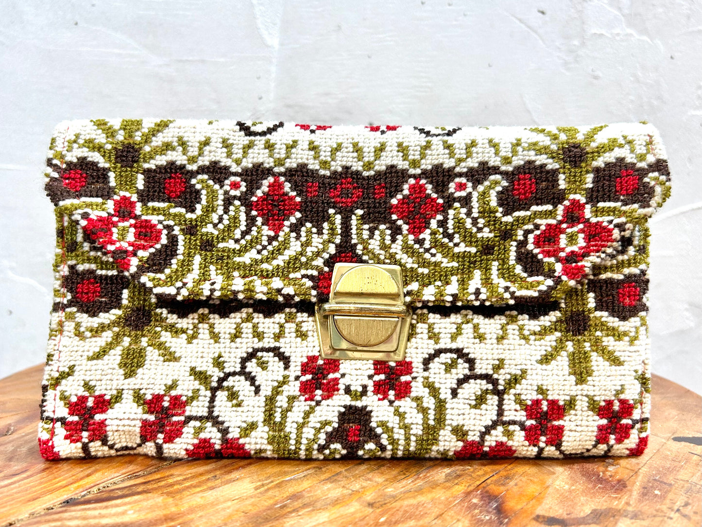 '60s-'70s Vintage Needle Point Clutch Bag [F27725]