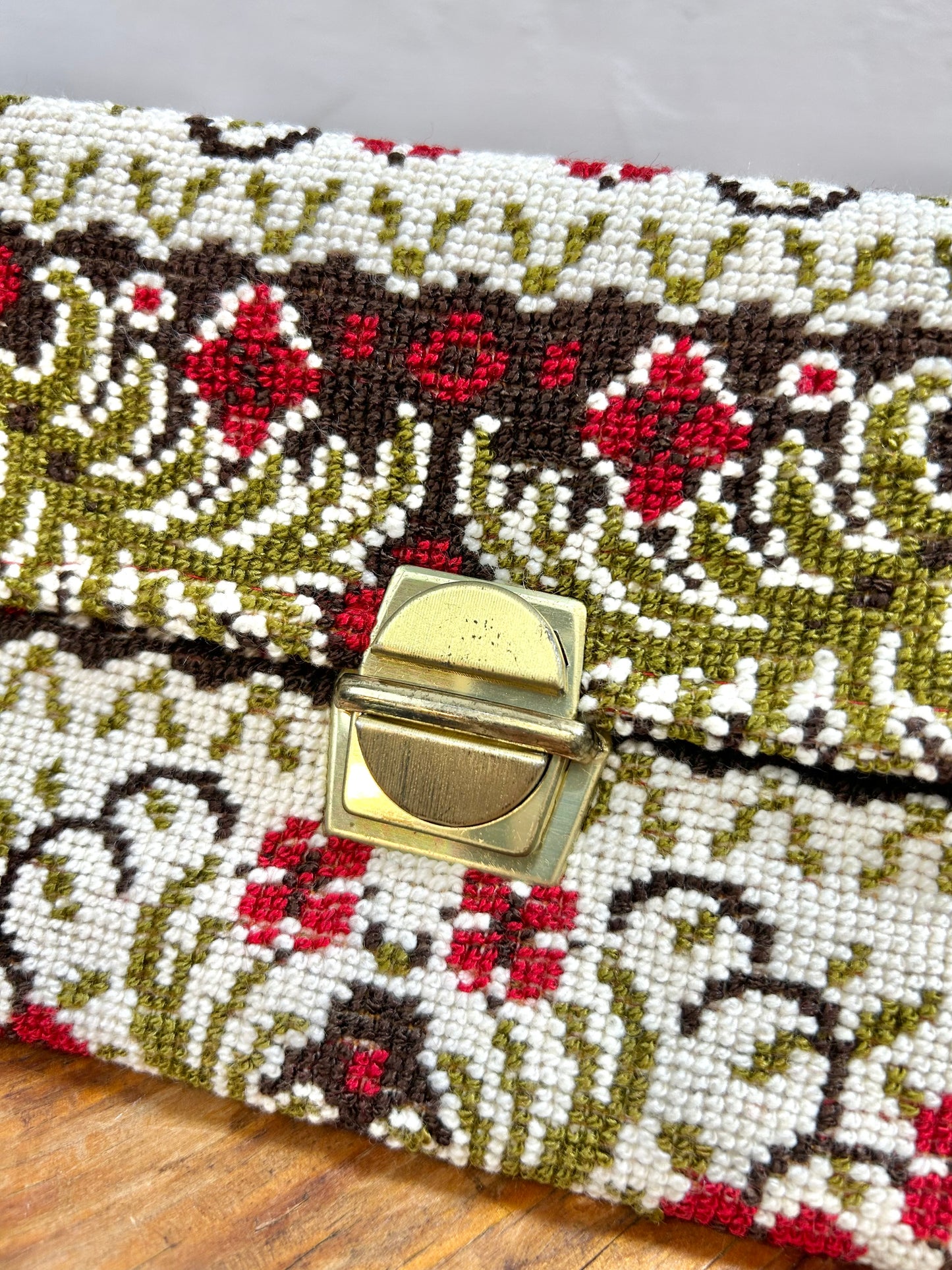 '60s-'70s Vintage Needle Point Clutch Bag [F27725]