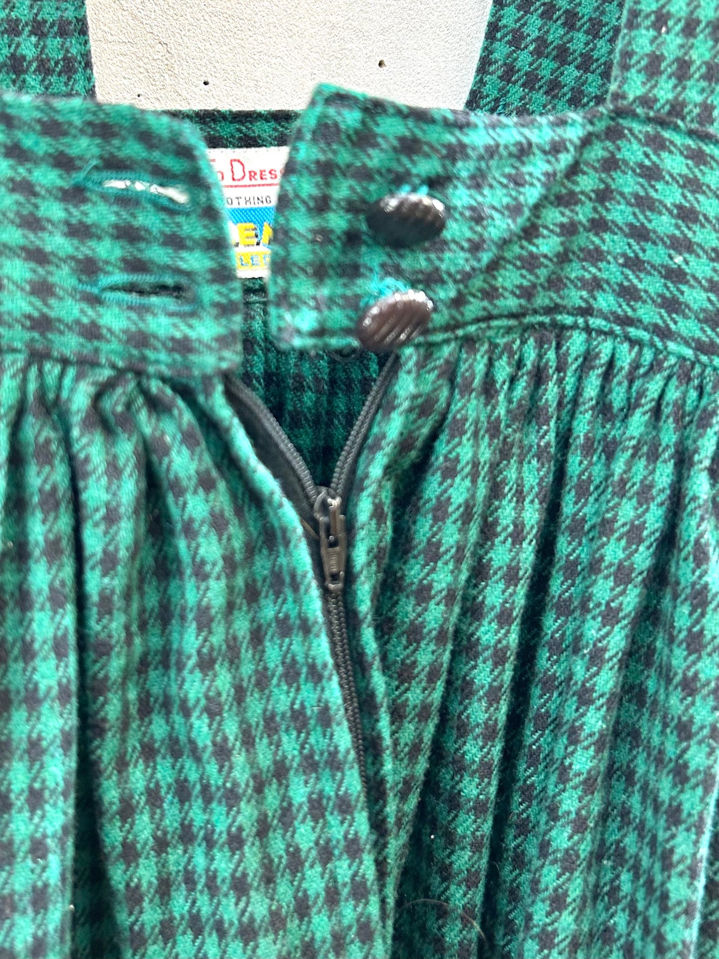 Vintage Plaid Suspender Skirt  MADE IN ITALY  [J28627]