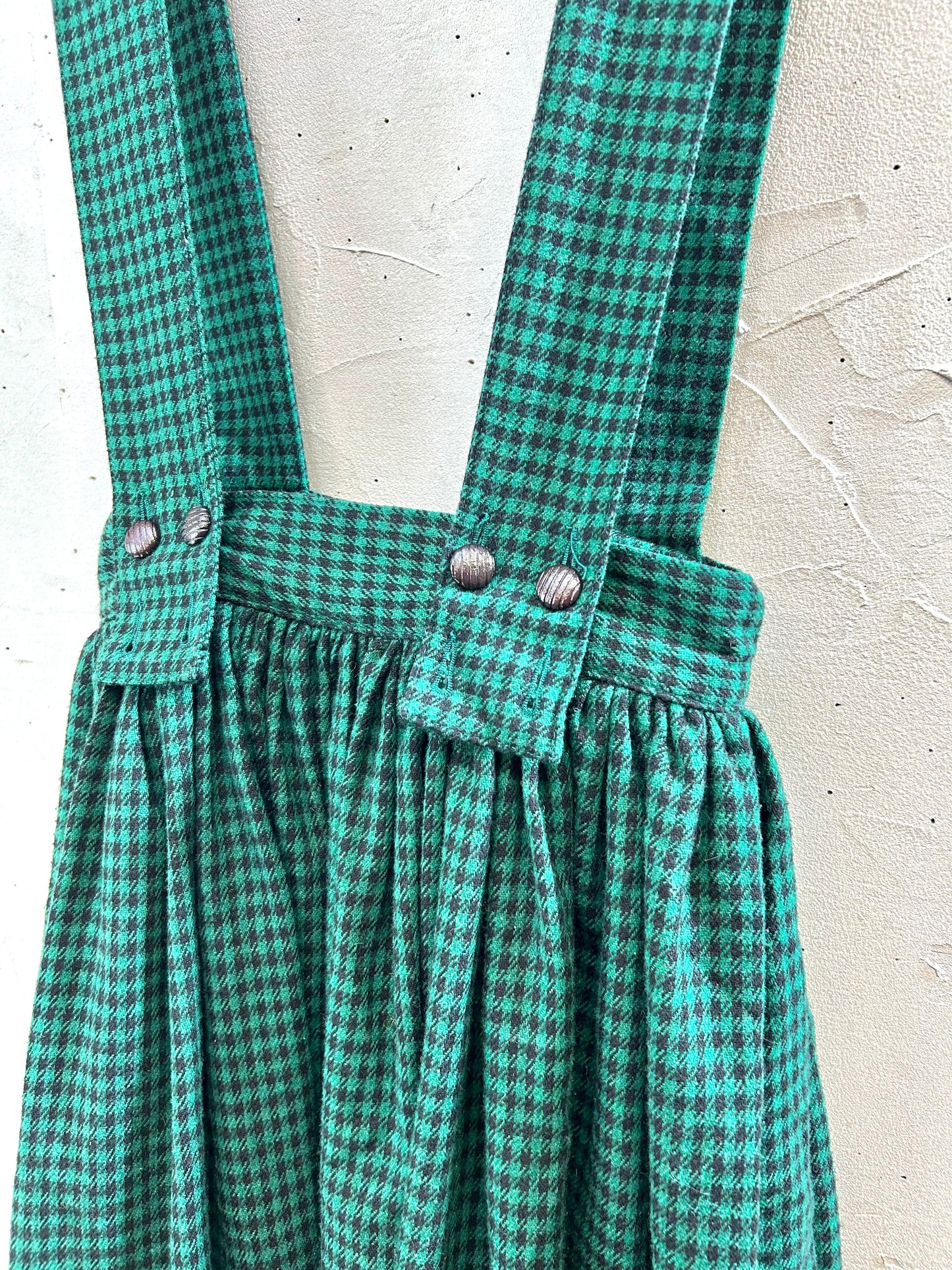 Vintage Plaid Suspender Skirt  MADE IN ITALY  [J28627]