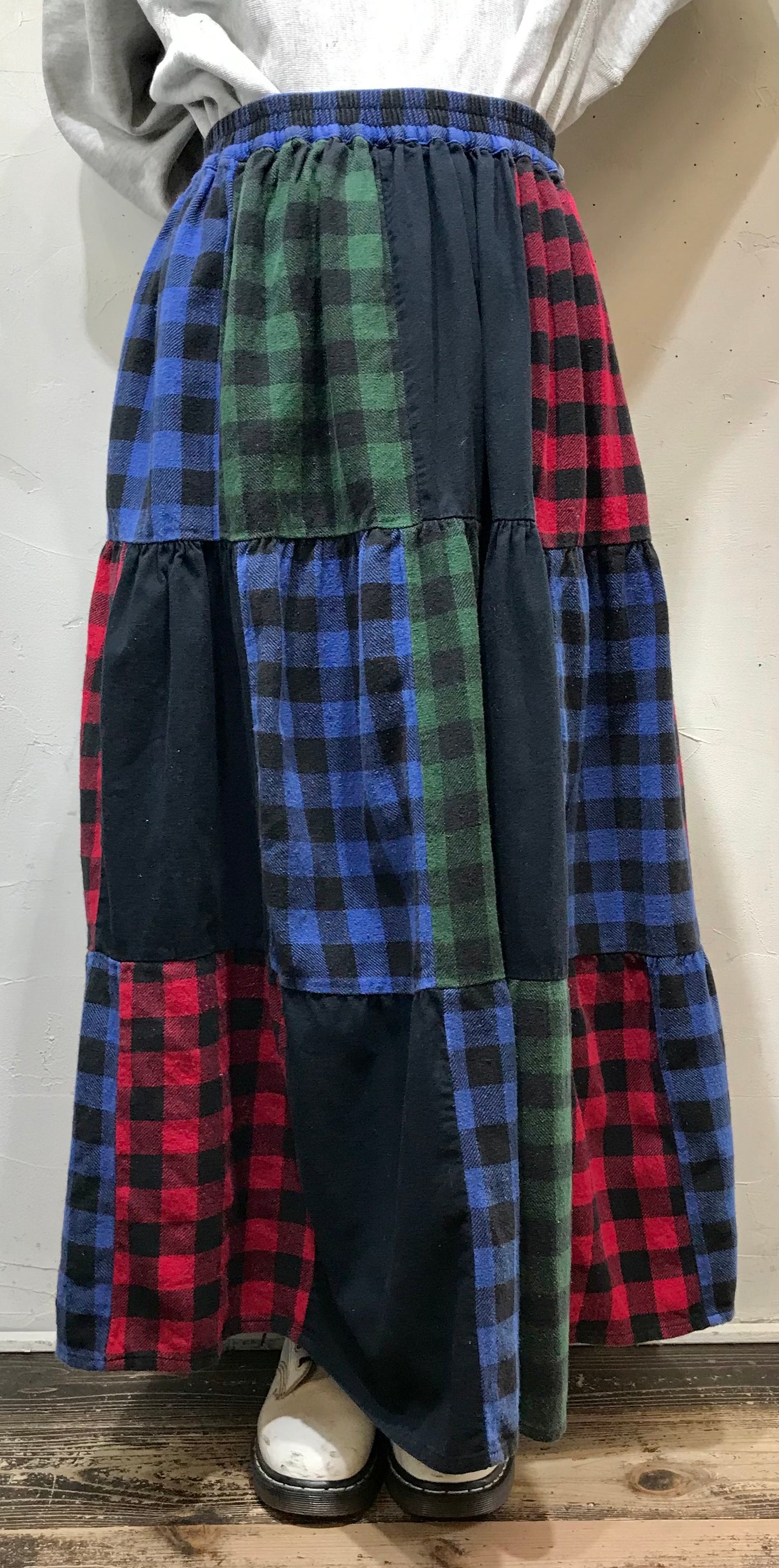 Vintage Patchwork Plaid Skirt [L25717]