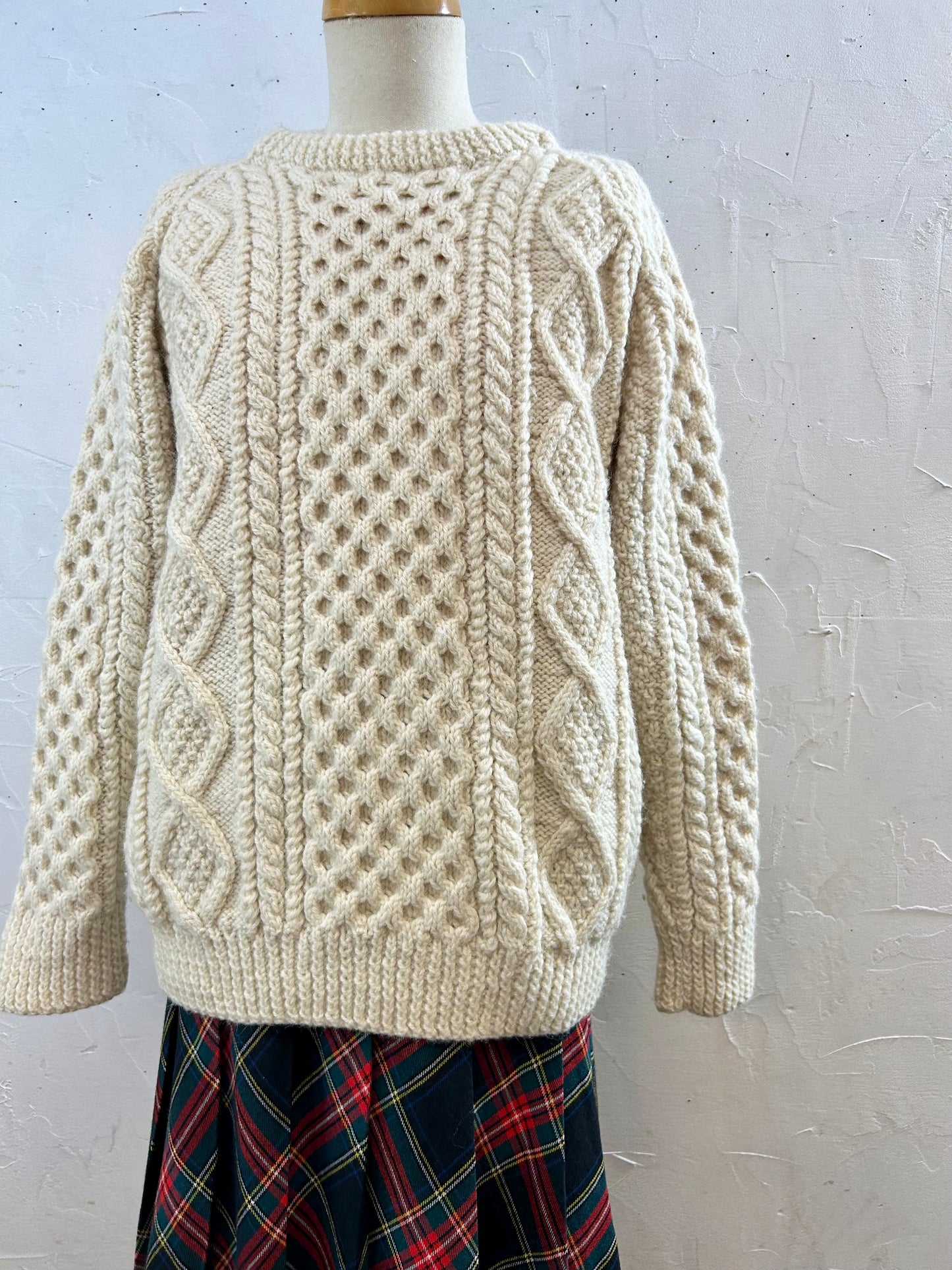 Vintage Aran Knit Sweater MADE IN THE REPUBRIC OF IRELAND [J28635]