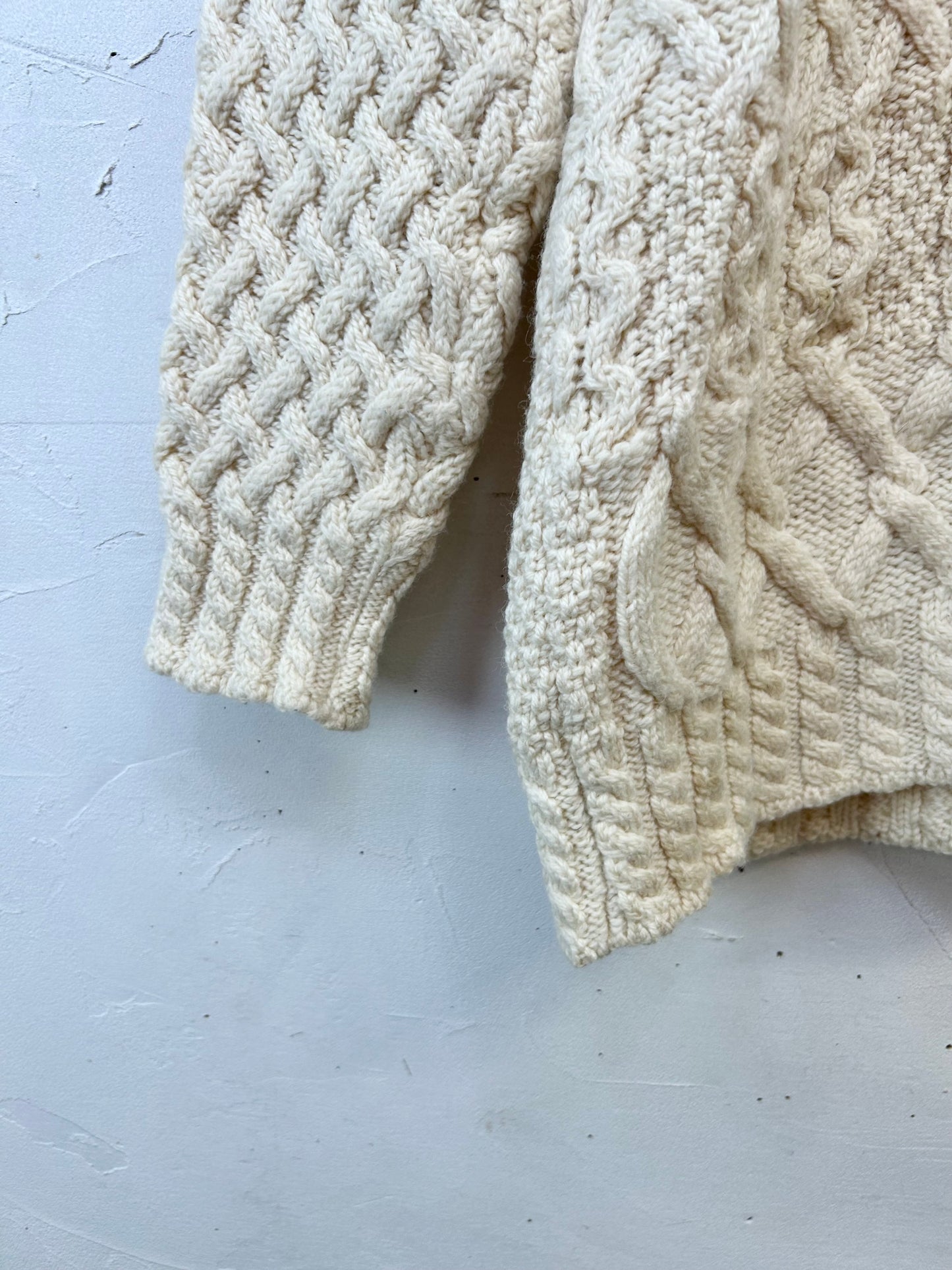 Vintage Aran Knit Cardigan MADE IN IRELAND [J28636]