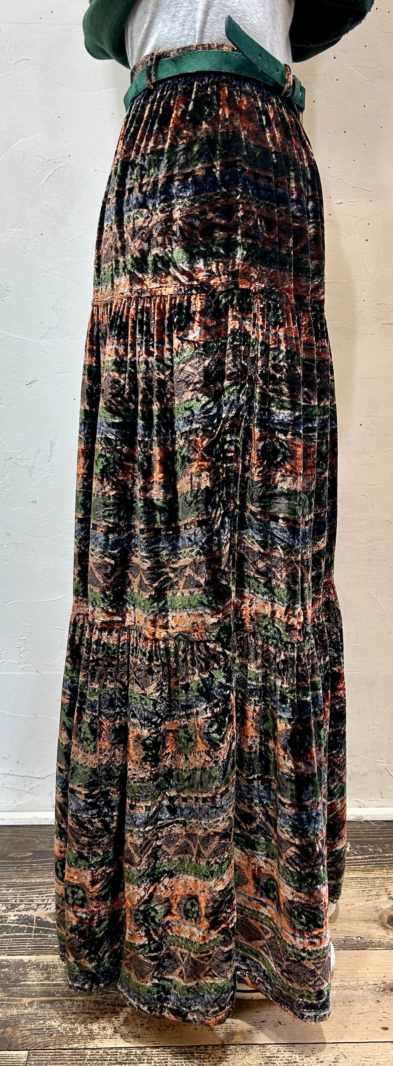 Vintage Velours Tiered Skirt MADE IN USA [K25561]