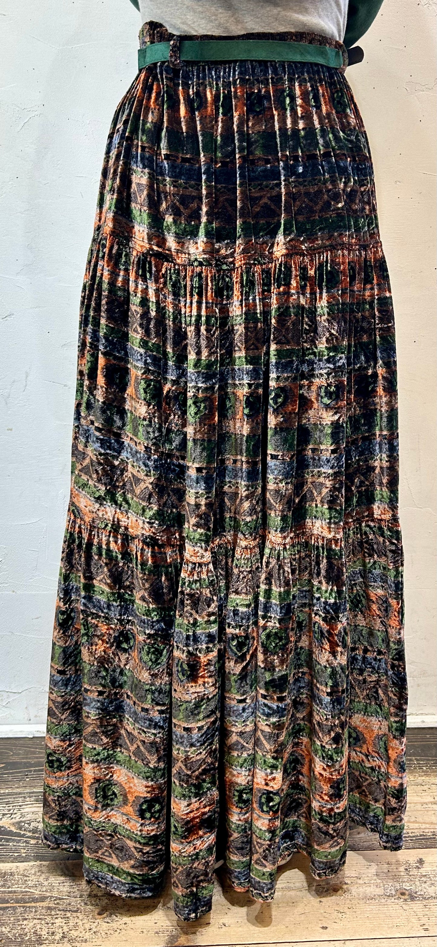 Vintage Velours Tiered Skirt MADE IN USA [K25561]