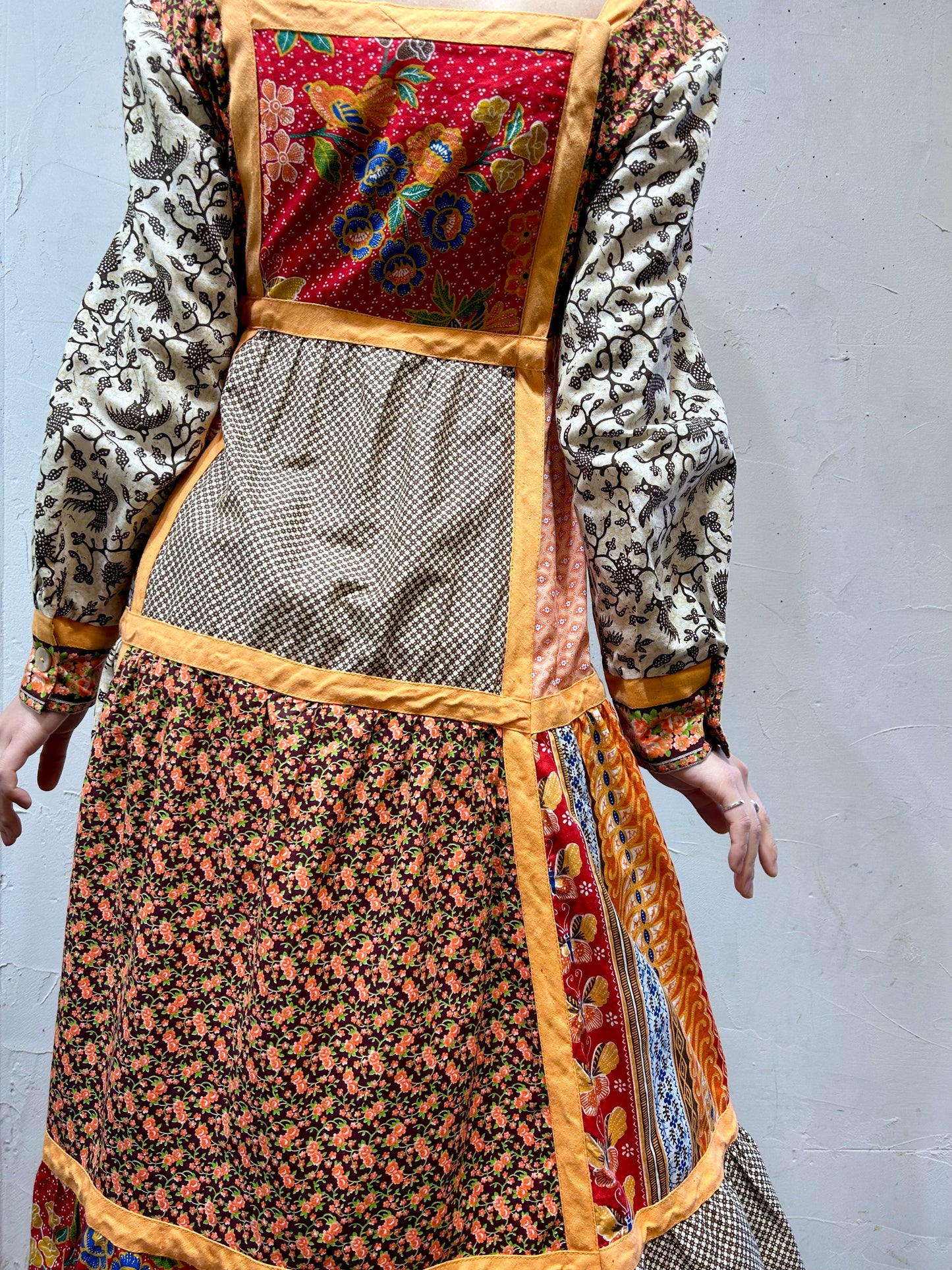 ’70s Vintage Patchwork Dress 〜glen of michigan〜 [L25798]