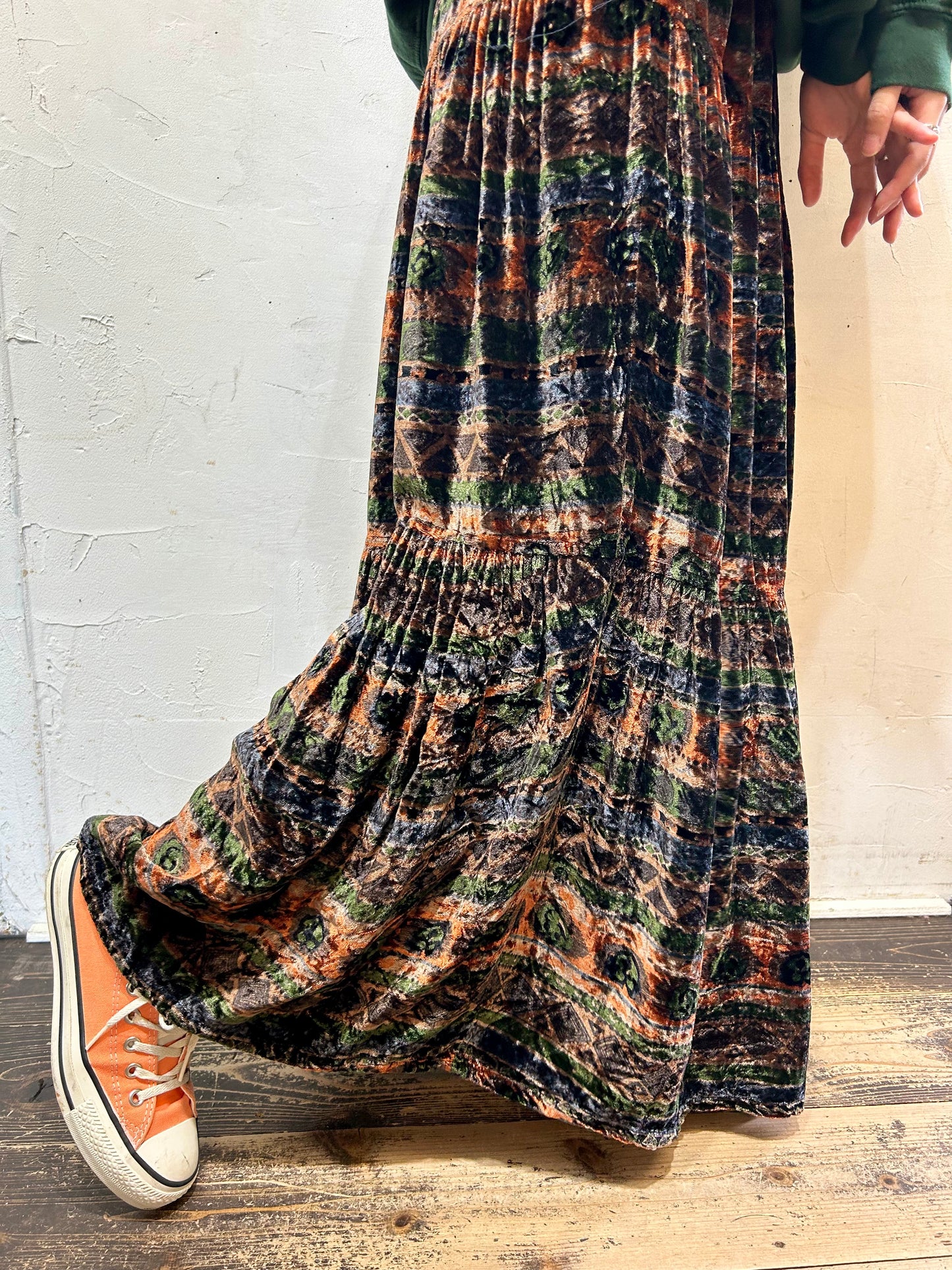 Vintage Velours Tiered Skirt MADE IN USA [K25561]