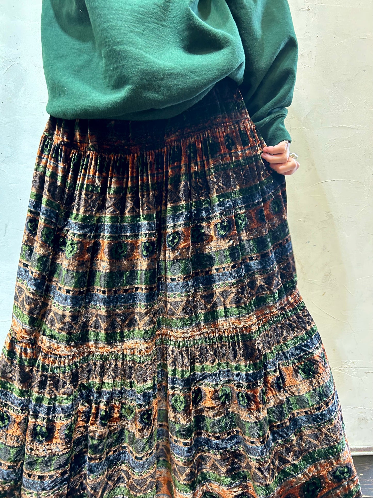 Vintage Velours Tiered Skirt MADE IN USA [K25561]