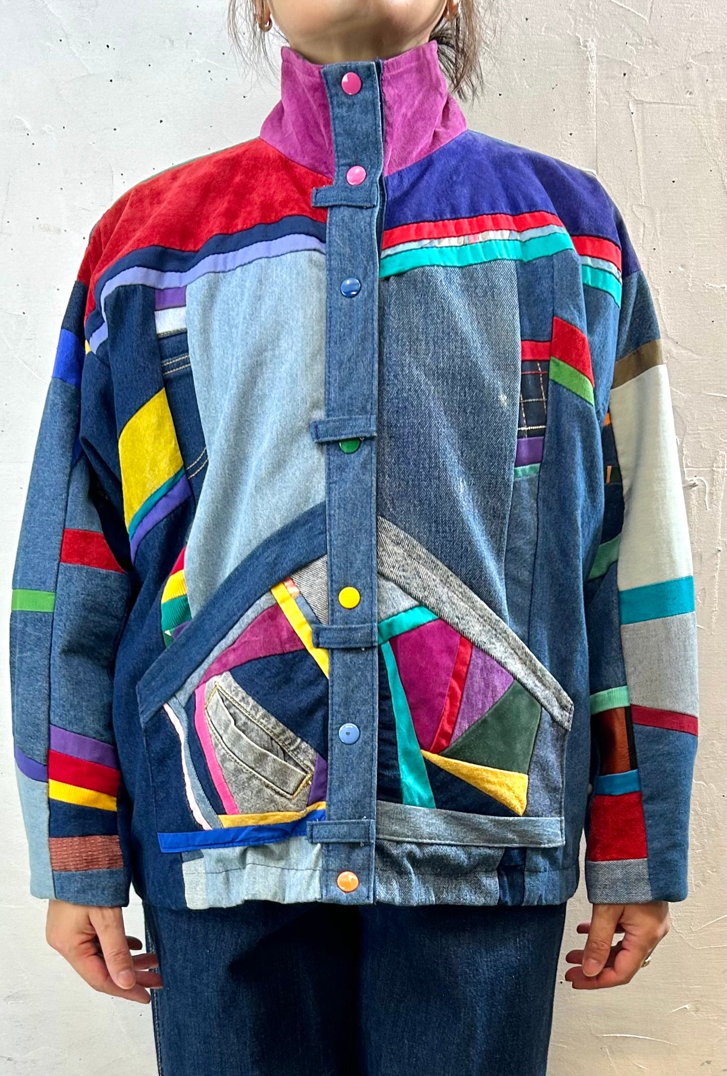 Vintage Denim Patchwork Jacket MADE IN SOUTHWEST USA [I28413]