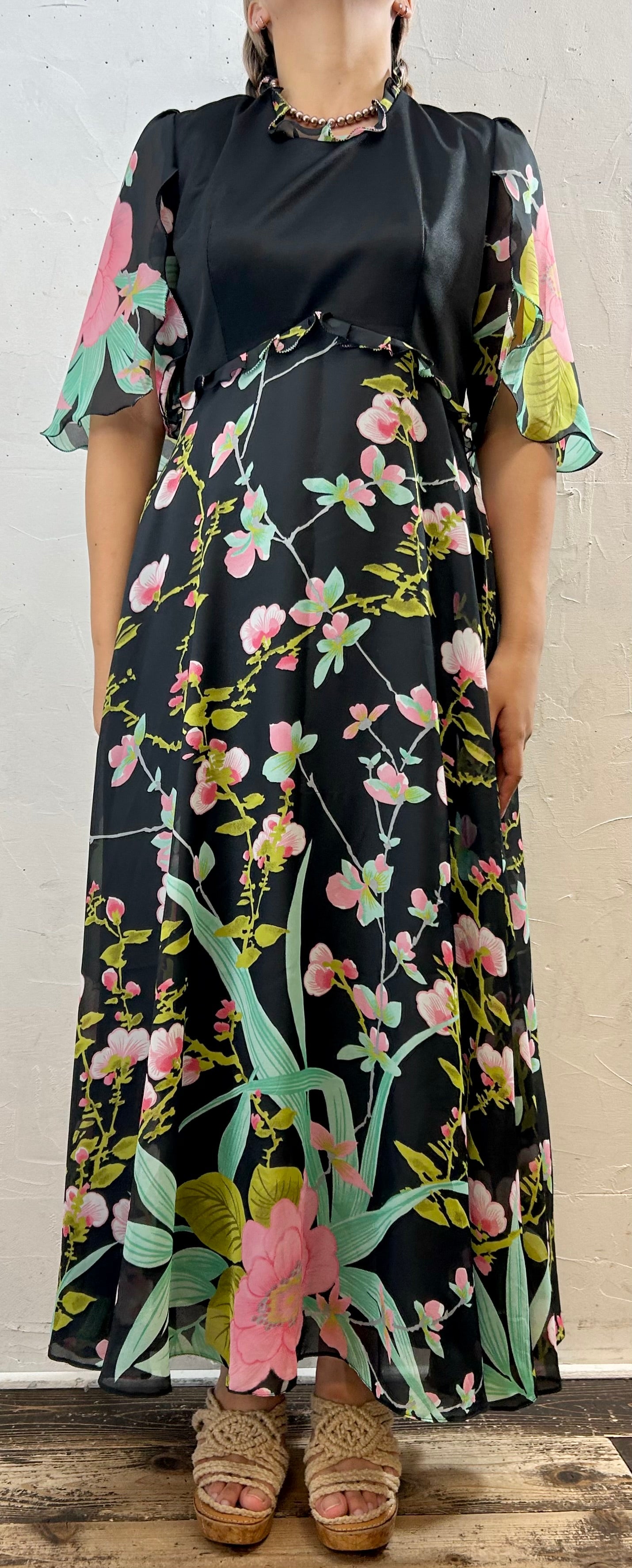 ’70s Vintage Flower Dress [H28220]